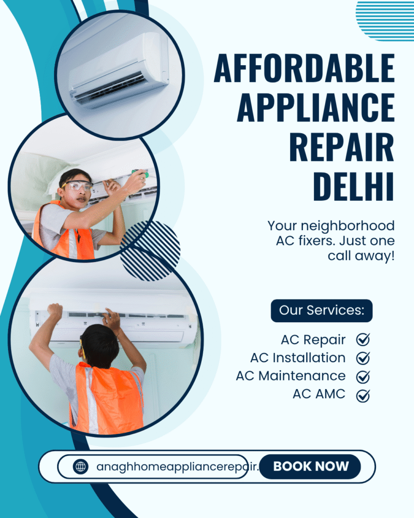 Expert and affordable appliance repair in Delhi with Anagh Home Services. Reliable technicians for fridge, AC, TV, and washing machine repair